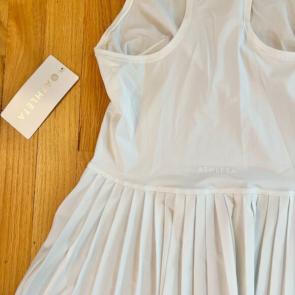 NWT New Athleta Women's White Match Point Pleated Dress Tennis Golf Size Medium - Picture 4 of 4